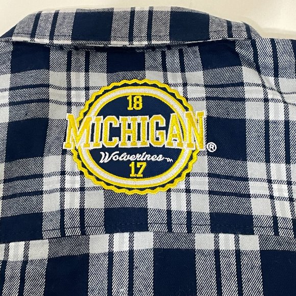 Michigan Wolverines FOCO Mens Flannel Plaid Long Sleeve Button Up Shirt Pocket - Picture 5 of 11